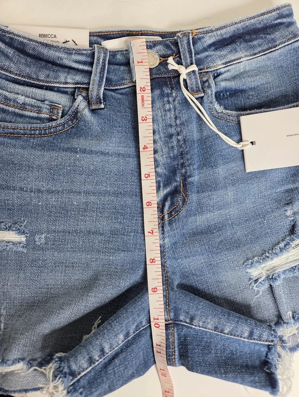 Vervet by Flying Monkey Rebecca High Rise Distressed Stretch Denim Shorts Sz XS